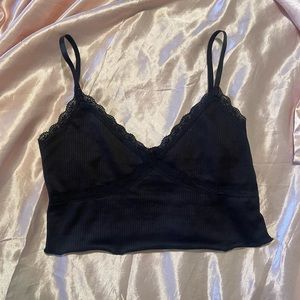 H&M Black crop top with lace detailing